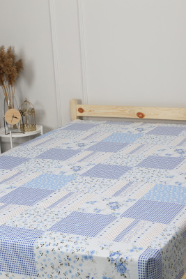 Простыня на резинке бязь 142г/м2 Пэчворк-1 голубой